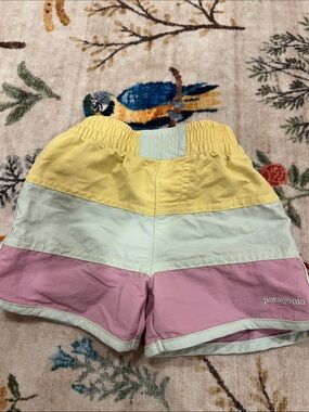 Patagonia Yellow, Mint & Pink Colorblock Kids Swim Shorts